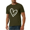 thumbnail image 2 of EQWLJWE Mens Short Sleeve Basic Tops Valentine's Day Casual Short-sleeved Solid Color Love Printed T-shirt, 2 of 5