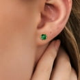 thumbnail image 3 of Gem Stone King 1.54 Ct Round 6mm Green Nano Emerald 14K Yellow Gold Stud Earrings for Women Men, 3 of 6