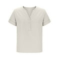 thumbnail image 4 of Womens Plus Size Tops, Short Sleeve Shirts for Women Summer Lightweight Casual Cotton Linen Button Up Notch V Neck Dressy Blouses, 4 of 6