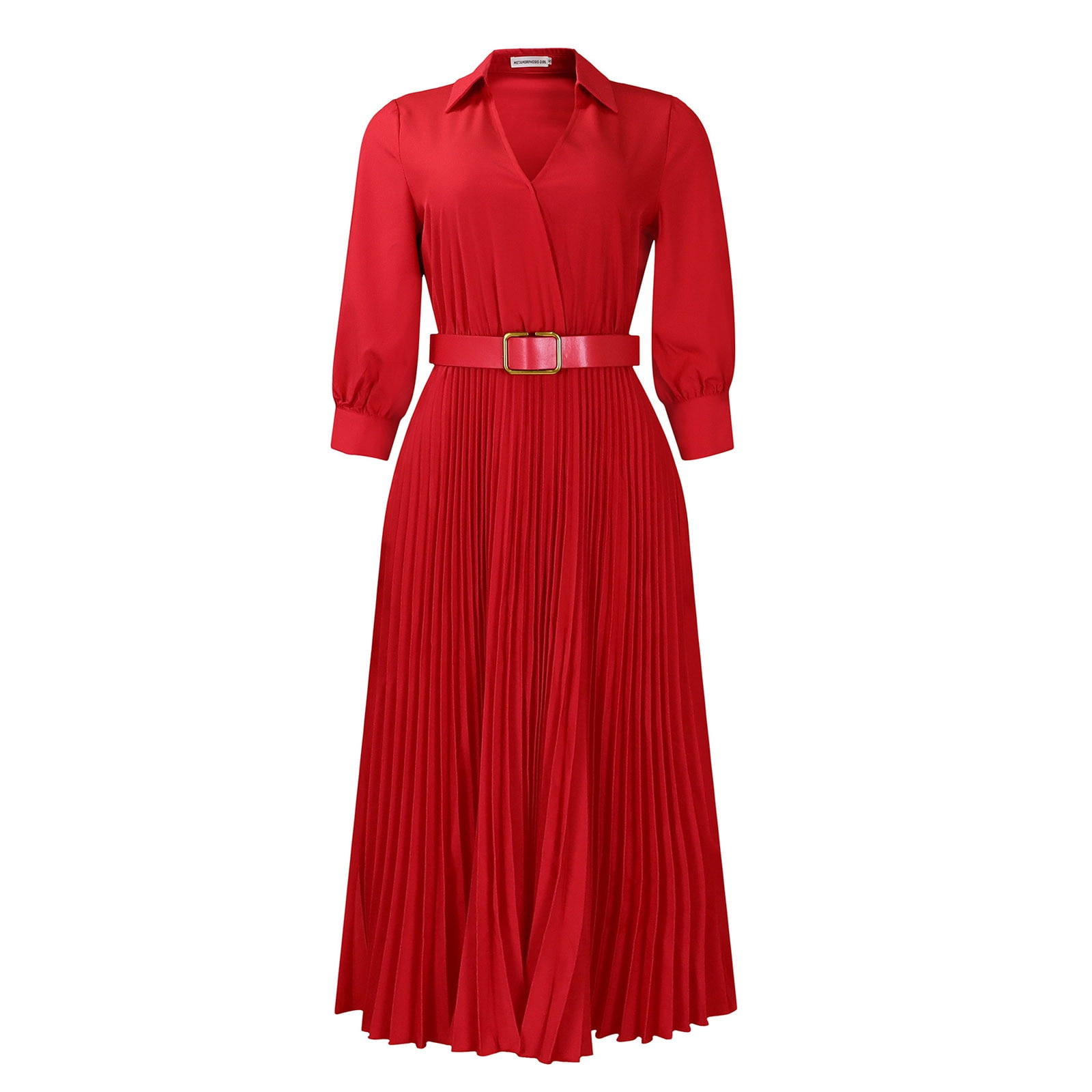gbyLJF Plus Size Chiffon Dress Flowy Summer Dress Plunge Neck Dress for Women Boho Dress Women Red XL