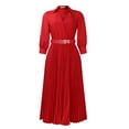 thumbnail image 6 of gbyLJF Plus Size Chiffon Dress Flowy Summer Dress Plunge Neck Dress for Women Boho Dress Women Red S, 6 of 7