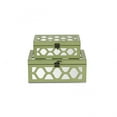 thumbnail image 3 of Set of Green Quatrefoil Mirror Jewelry Storage Boxes, 3 of 5