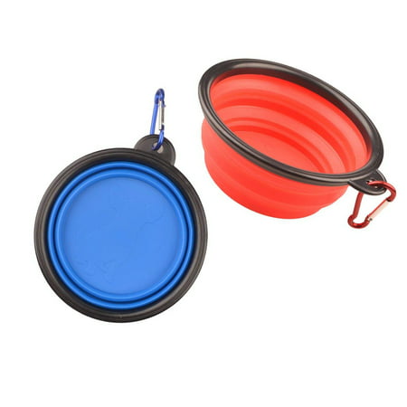 Reactionnx 2 Pcs Collapsible Dog Bowl with 2 Carabiners, Small Foldable Travel Water Bowls for Pet Working Dogs, Portable Pet Feeding Watering Bowls for Hiking