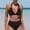 Black, variant on Roaso Women's Push up U Neck Front Cut Out High Waist Swimsuit Bikini Set