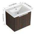 thumbnail image 4 of Tcbosik 24 inch Bathroom Vanity with Resin Sink Combo, Wall Mounted Floating Vanity Cabinet with Soft Closing Doors for Small Space, Brown, 4 of 10