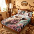 thumbnail image 3 of meiyoeat Highland Cattle Pink Flower King Sheets,Colorful Butterfly Farm Animal Print Bedding,4-Piece,1 Flat Sheet,1 Fitted Sheet And 2 Pillowcases, 3 of 6