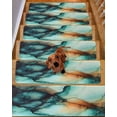 thumbnail image 2 of Abstract Teal Non-Slip Stair Treads for Wooden Steps, 7 Pack-8x30in Carpet Stair Mats with Adhesive Backing, Noise-Reducing Step Covers for Indoor Stairs, Easy to Install & Residue-Free, 2 of 7