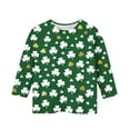 thumbnail image 4 of Tauxra Chandail de la Saint-Patrick pour Adultes, T-Shirt à Manches 3/4 Imprimé Col Rond, T-Shirt Graphique Trèfle Décontracté à Manches Longues pour Activités Festives, 4 of 6