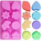 thumbnail image 3 of 3 Pcs Floral Leaf Silicone Molds, 8-Cavity Cake Chocolate Pudding Jelly Soap Muffin Trays for Kitchen Baking - Pink, 3 of 4