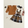 thumbnail image 3 of Suealasg Toddler Baby Girls Skirt Outfits 6M 1T 2T 3T Kids Girls Long Sleeve Ribbed Tops Overalls Skirt Set 2pcs Fall Clothes, 3 of 7