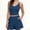 Blue, variant on BRGZLK Womens 2 Piece Outfits Crop Tank Tops Wide Leg Pants Set Summer Pjs Ribbed Knitted V-Neck Tank Top and Shorts Cute Casual Sleepwear