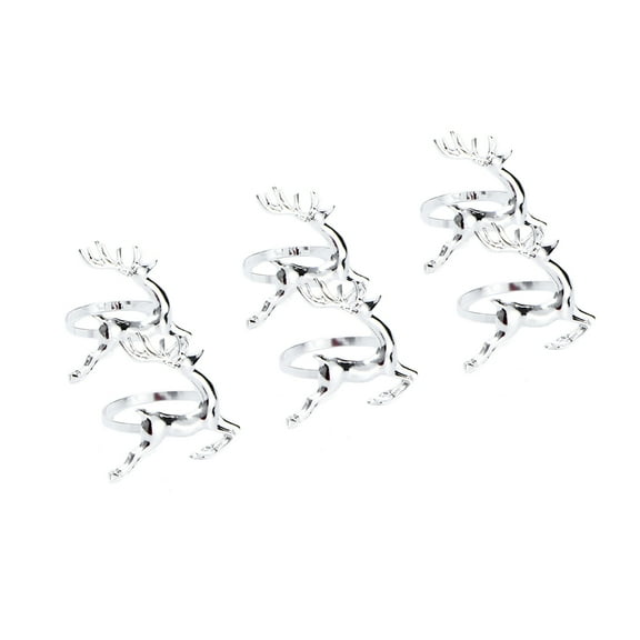 HOOWIFFY Napkins Reindeer Deer Shape 6 Pcs Silver Plated Table Setting for Christmas