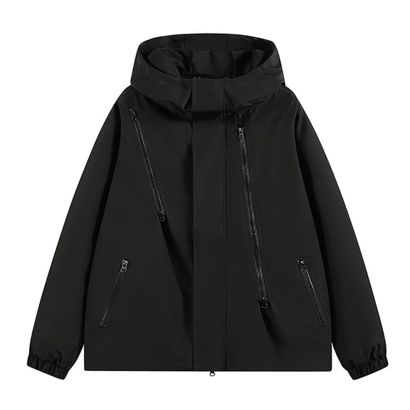 Maoxin Men Jacket Men's Stitching Drawstring Hooded Slim Fashion Jacket Coat Outwear Jackets for Men , Black , 3XL
