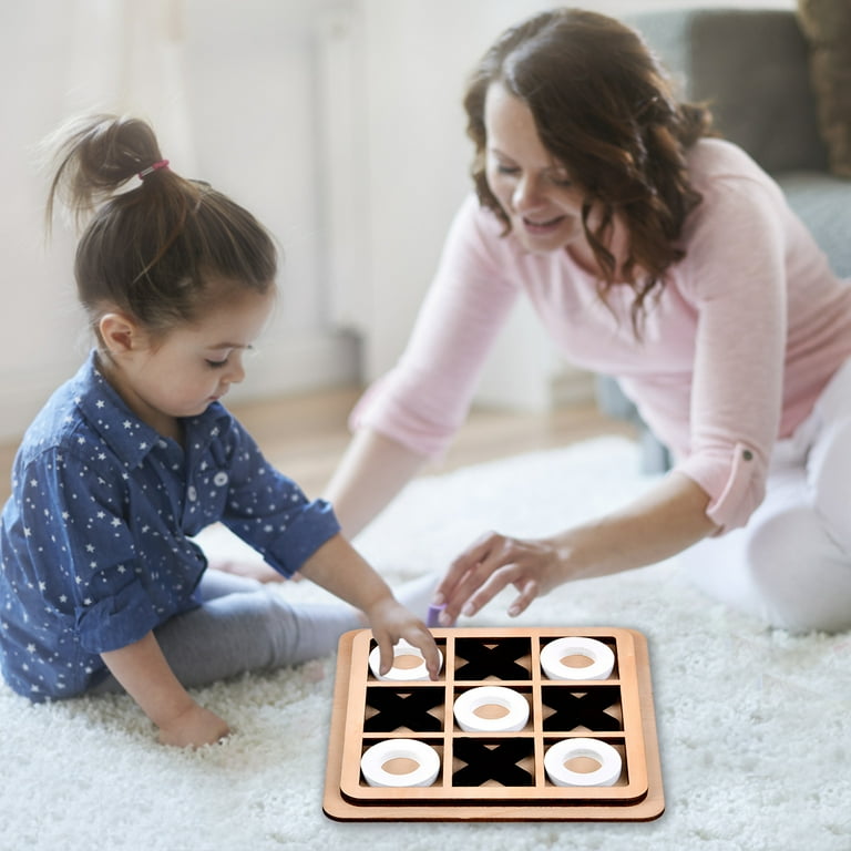 Wooden Noughts and Crosses Game Tic Tac Toe Board Games Educational Toy  Kids Adults Classic for Families Travel Perfect Backyard Entertainment 