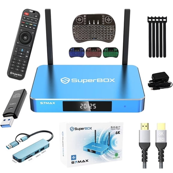 Super Box S7 MAX 2026 Fully Loaded, 6k HD Smart TV Box with Parental Control Time|Voice Remote Control