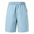 thumbnail image 4 of Domuza Women's Cargo Shorts Casual High Waisted Bermuda Shorts Summer Trendy Outdoor Hiking Elastic Waist Outfits with Pockets Light Blue L, 4 of 8