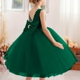 thumbnail image 3 of SERTG Girls Sleeveless Round Neck Dress Solid Color Flower Skirts Kids Girl Wedding Party Formal Gown Dress(Green,7-8 Years), 3 of 4