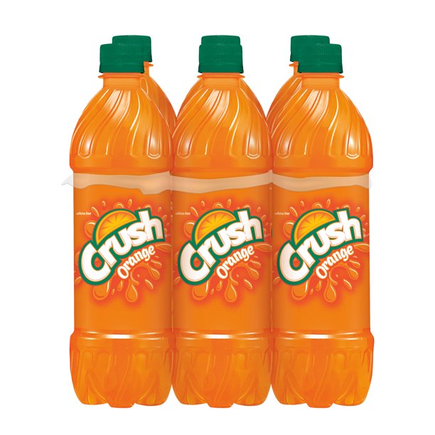 Crush CaffeineFree Orange Soda, 0.5 L, 6 Count