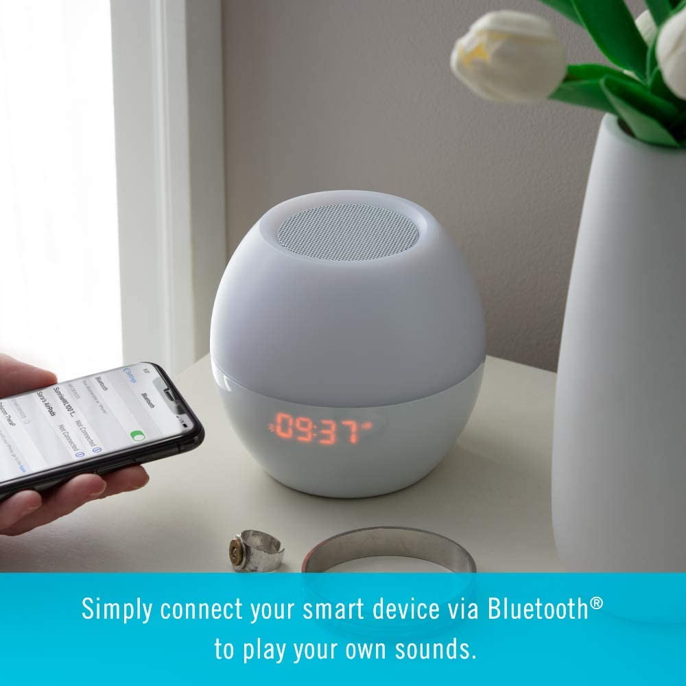 Homedics Sunrise Sound Spa, Sound Mixer Sound Machine and White Noise Machine with a Sunrise Alarm Clock, Bluetooth Speaker, Night Light with 7 Colors and Auto-Shut Off for Infants and Adults