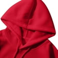 thumbnail image 4 of UAMVSH Women's Drawstring Cropped Hoodie Casual Plain Pullover Oversized Long Sleeve Drop Shoulder Athletic Sweatshirts(Small,Red), 4 of 6