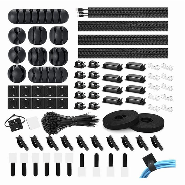 Kit de Organizador de GestióN de Cables de 173 Piezas, Soporte de Clips de Cable Adhesivo, Bridas de Cable, de Cable de Pared Adhesiva, Bridas de SujecióN de Cable