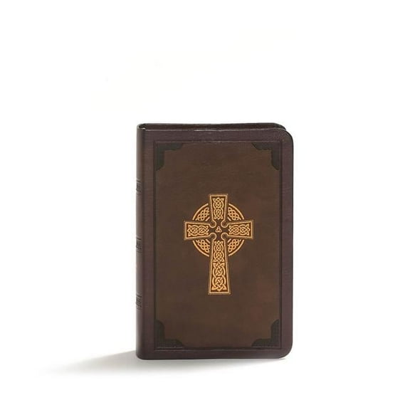 B & H Publishing 136458 KJV Large Print Compact Reference Bible, Brown Celtic Cross Leather Touch