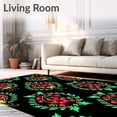 thumbnail image 2 of ODIKA 6'x9' Machine Washable Non-Slip Area Rug, Holly Berry Wreath Motif Seasonal Floor Decoration High Traffic Rug with Pad, Red, 733029, 2 of 8