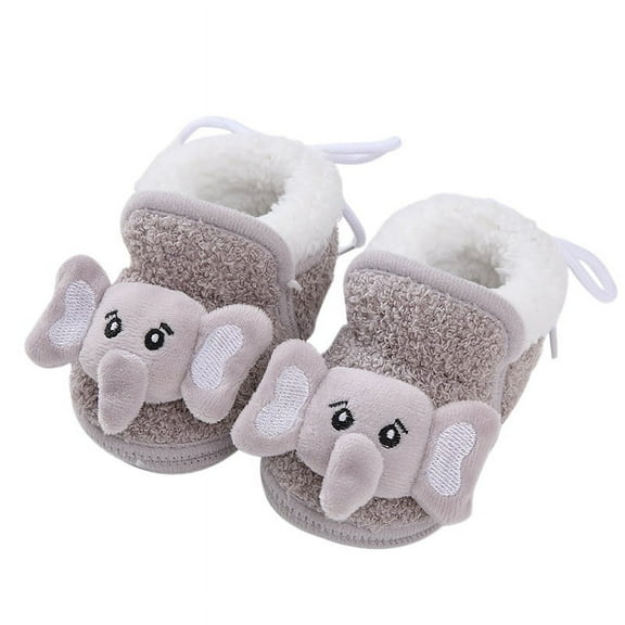 Babies' Lace-up Snow Boots Plush Patchwork Babies' Soft-soled Toddler Shoes Babies' Cotton-padded Shoes Cute Plush Christmas Gift