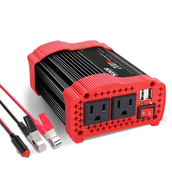 Inversor de corriente para coche NDDI de 200 W 12 V DC a 110 V AC con USB de 3,1 A.