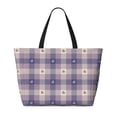 thumbnail image 2 of Daiia Heart Check Plaid Beach Travel Bag - Water-Resistant Beach Bag, Lightweight Tote with 7 Pockets for Women and Men - Gym,Pool,Camping,Reusable Grocery Bag, 2 of 7