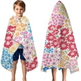 thumbnail image 3 of Vibrant Mixed Pioneer Flower Pattern Hooded Bath Towel，50"x30" for Ages 3 To 12 Kids, Quick Dry Lightweight Soft Microfiber Hood Beach Towel Cover Up for Kids, 3 of 7