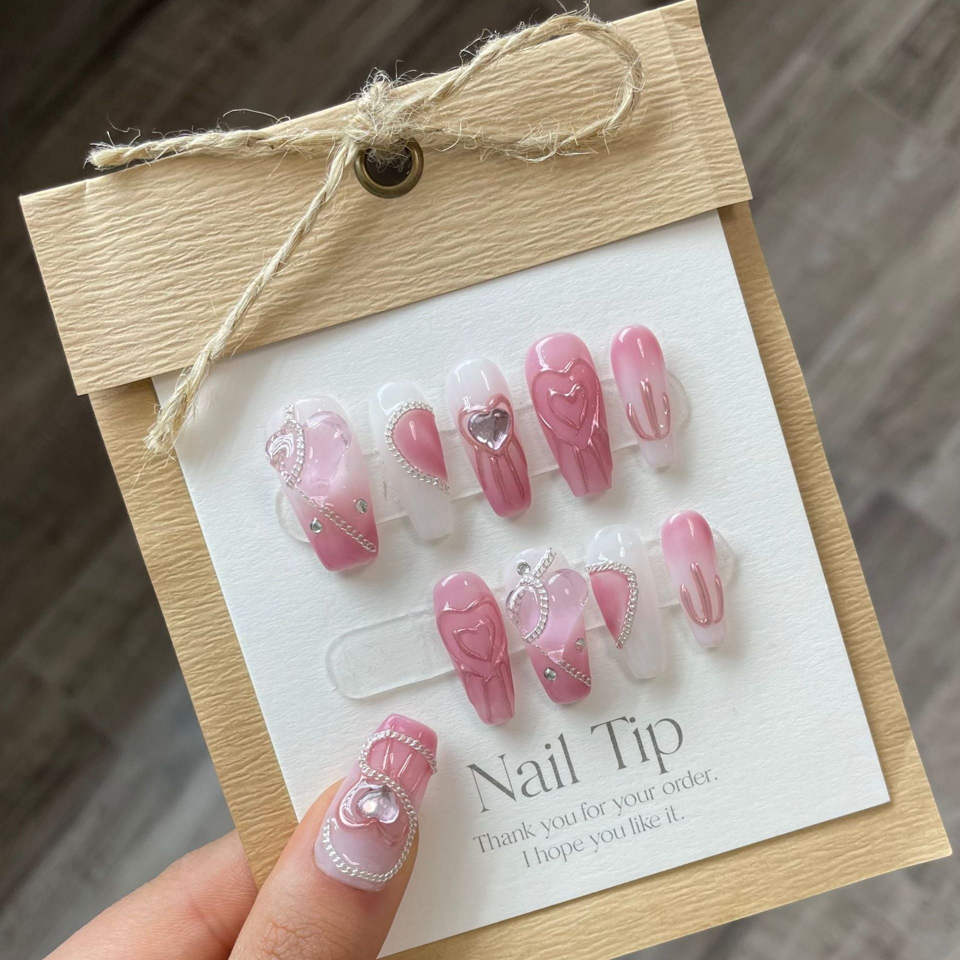 ADELINE | Reusable Press on Nails | Hand Painted Salon