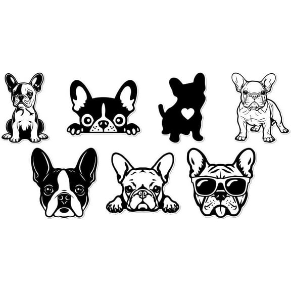 1 Set 7 Styles French Bulldog Vinyl Decal Stickers Funny Frenchie Dog Vinyl Decal Self Adhesive Waterproof Car Stickers for Windows Cars Trucks Skateboard Wall Cup Laptop Journals Water Bottle