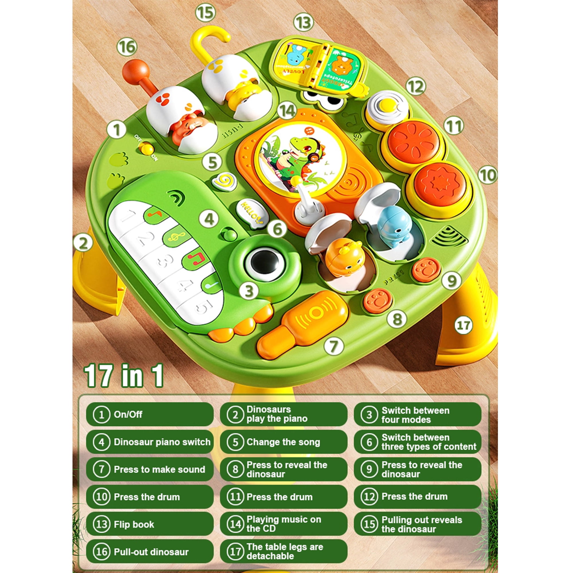 Baby Activity Center Table Toy with Music Piano Toys with Light for 18 Months+ Christmas Birthday Gifts