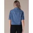 thumbnail image 4 of DARING DIVA Women's Short Sleeve Button Down Cropped Denim Jackets S Dark Blue, 4 of 7