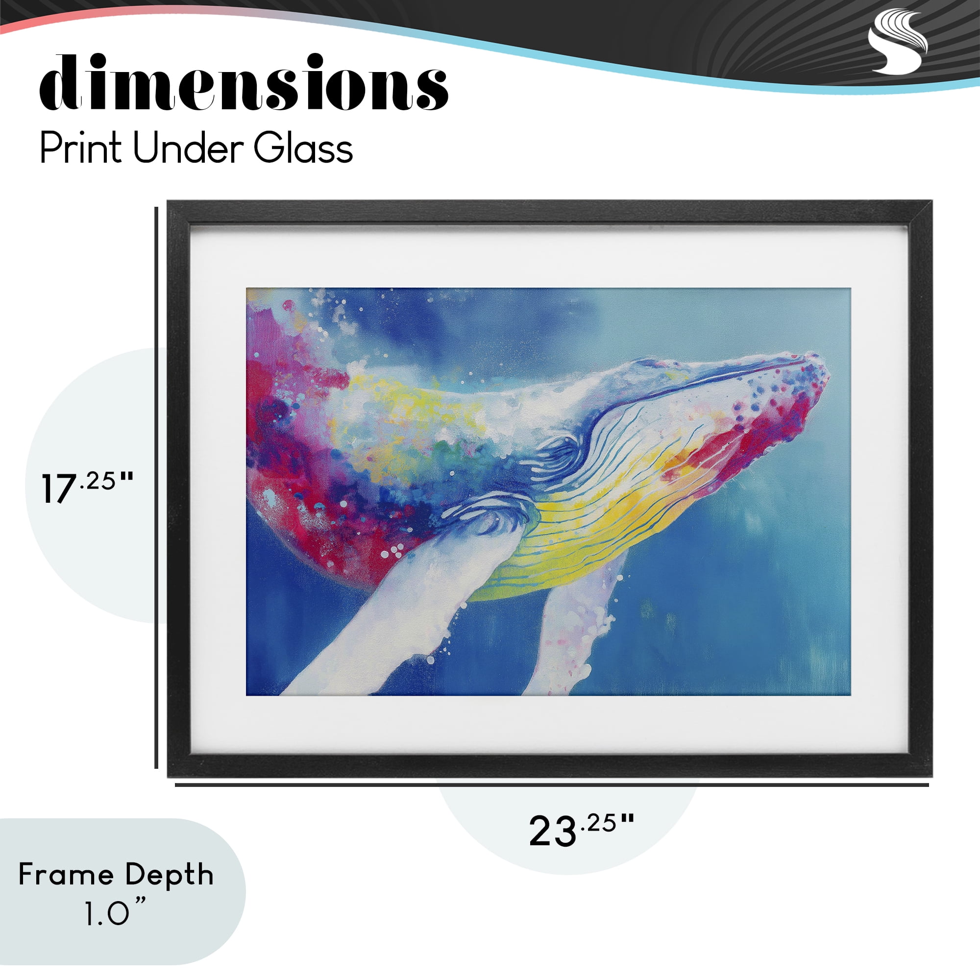 Stupell Industries Breaching Humpback Whale Black Framed Print Under Glass, design by Chromatic Storm Studio