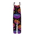 thumbnail image 4 of JULMCOMO Halloween Jumpsuits for Women Jack O' Lantern Print Spaghetti Strap Sleeveless Casual Jumpsuits Party Costume Holiday Overalls Saffron 2XL, 4 of 7