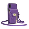 thumbnail image 4 of K-Lion for Apple iPhone XS/X Wallet Case, Luxury PU Leather Zipper Purse Crossbody Shoulder Strap Flip Case for Women Girls Card Holder Cash Slot Shockproof Protective Phone Cover, purple, 4 of 6