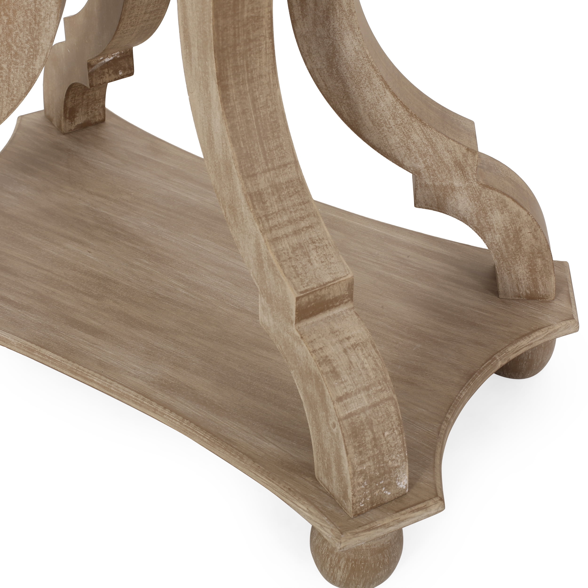 Noble House Ariyaan Fir Wood Accent Table, Distressed White, Natural