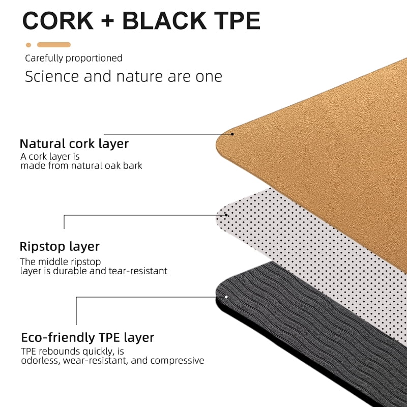 CHUNYAN Natural Cork Yoga Mat Fodable Fitnes for Men Women Kid Lightweight Portable Pads Strap Included No Slipping Hot Absorb Sweat