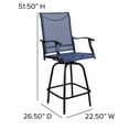 thumbnail image 6 of Flash Furniture Valerie Outdoor Sling Patio Barstools with Footrest and Arms, Set of 2, Navy, 6 of 15