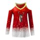 thumbnail image 4 of Mujeres con cuello en V Bloque de color Chriasmas Snow Muñeco de nieve Estampado sin tirantes Halter Manga larga Sexy Tops Blusa Pompotops gfhjh20467, 4 of 4