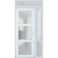 thumbnail image 3 of Front Exterior Prehung FiberGlass Door Frosted Glass / Manux 8552 White Silk / Side and Top Exterior Window / -W30+14" x H80+14"-Right-hand Inswing, 3 of 6