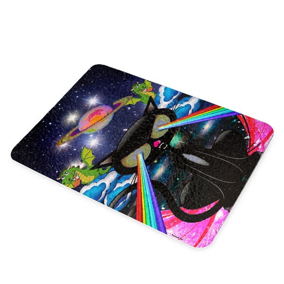 KuzmarK Glass Cutting Board - Kitty Cat Rainbow Laser Eyes