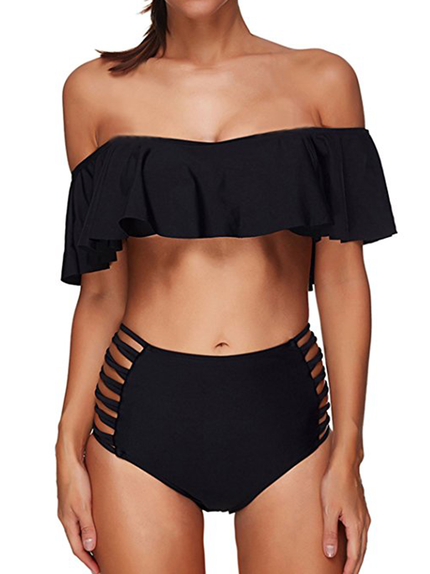 MAYW Off Shoulder Strapless Swimsuit Adjustable Waisted 2 Pieces Swimsuit Sets