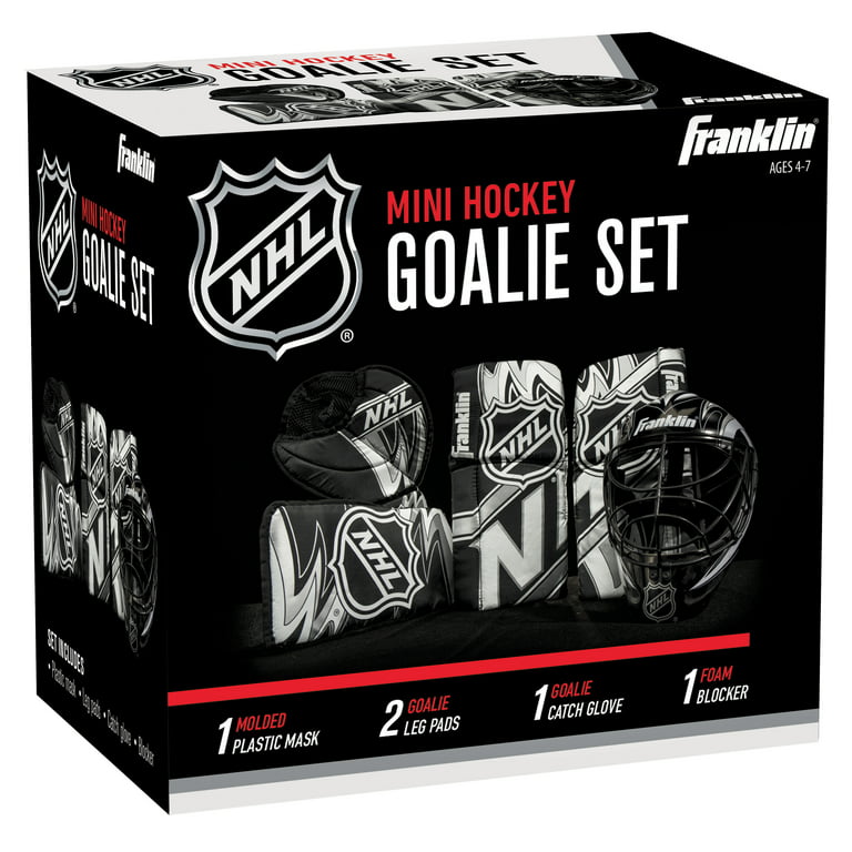 Franklin Sports Mini Hockey Goalie Pads - Youth Knee and Mini Hockey Goalie  Gear and Equipment - Mini Hockey Goalie Set