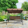 thumbnail image 3 of Alden Design 3-Seat Patio Canopy Porch Hanging Swing Chair for Outdoor, Dark Brown, 3 of 13