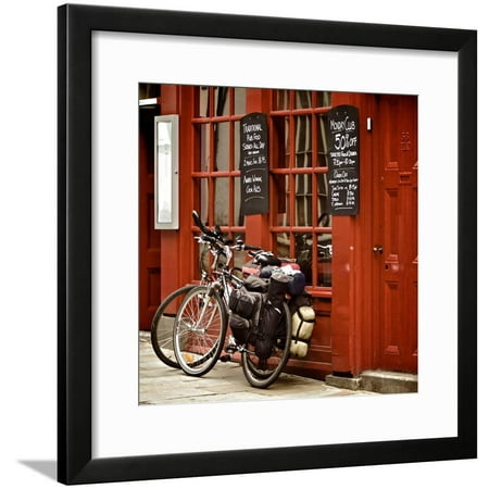 Bicycles on the British Pub, Durham, United Kingdom Framed Print Wall Art By