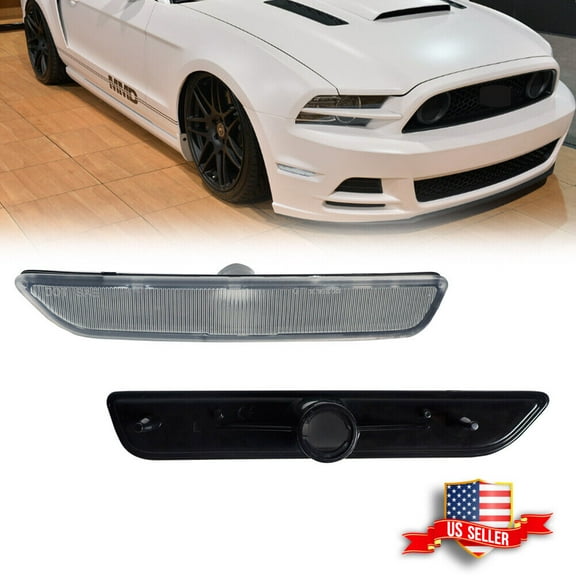 GTINTHEBOX Clear Lens Front Side Bumper Marker Lights Housings Kit For 2010-2014 Ford Mustang