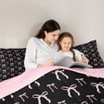 thumbnail image 4 of Erosebridal Pink Bowknot Twin Comforter Sets For Girls,Cute Bows Kawaii Stars Bedding Set,Pink Black, Reversible 2 Pieces, 4 of 7